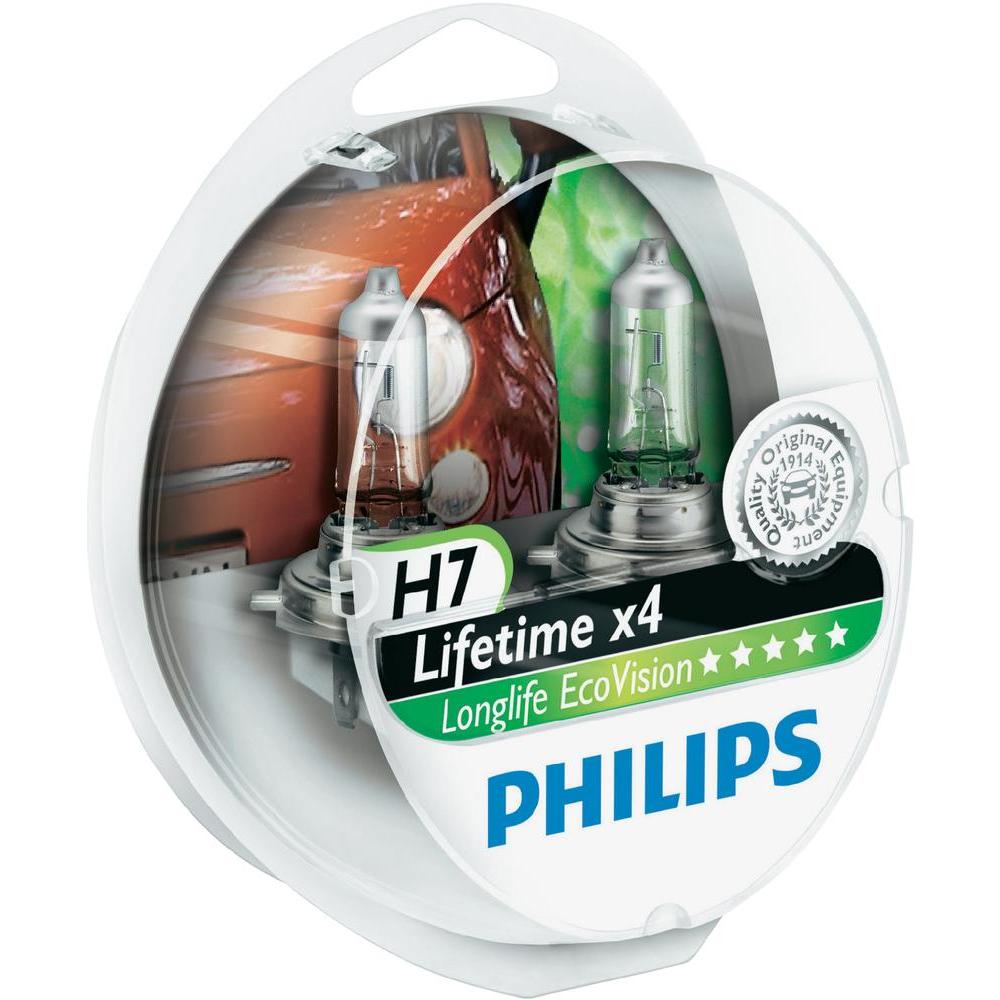 Лампы Philips LongLife EcoVision H7, 12V 55W PX26d (Комплект - 2шт.)