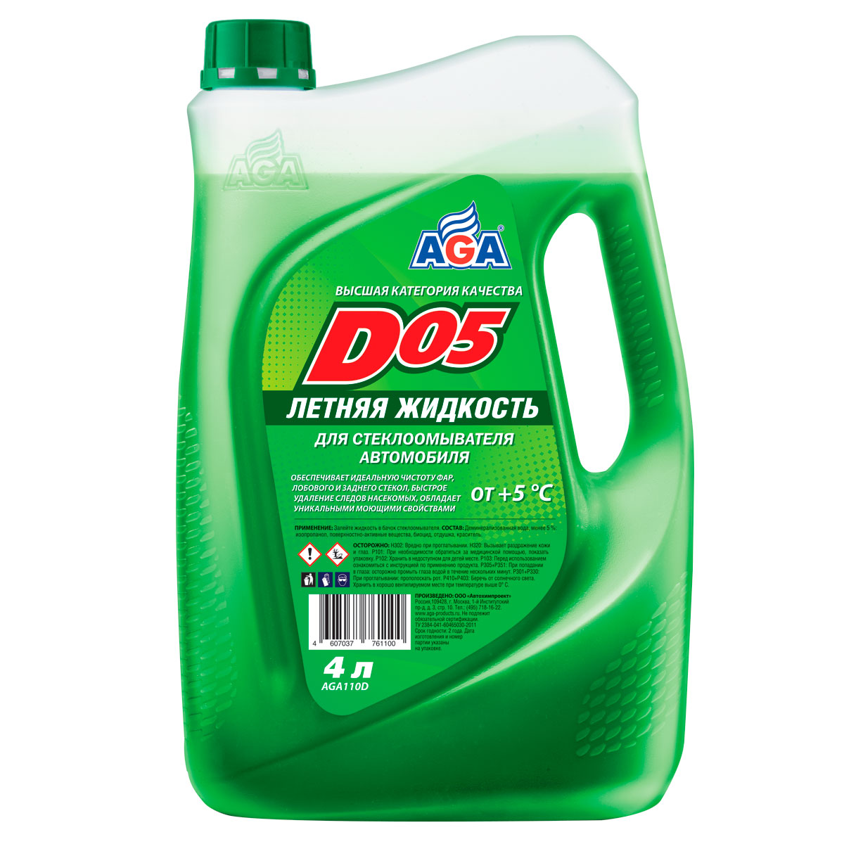 Летняя стеклоомывающая жидкость D05 AGA (готовая к применению), 4л.