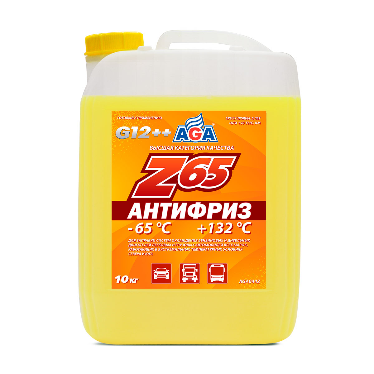 Антифриз AGA Z65 желтый, G12++ (10 кг.)