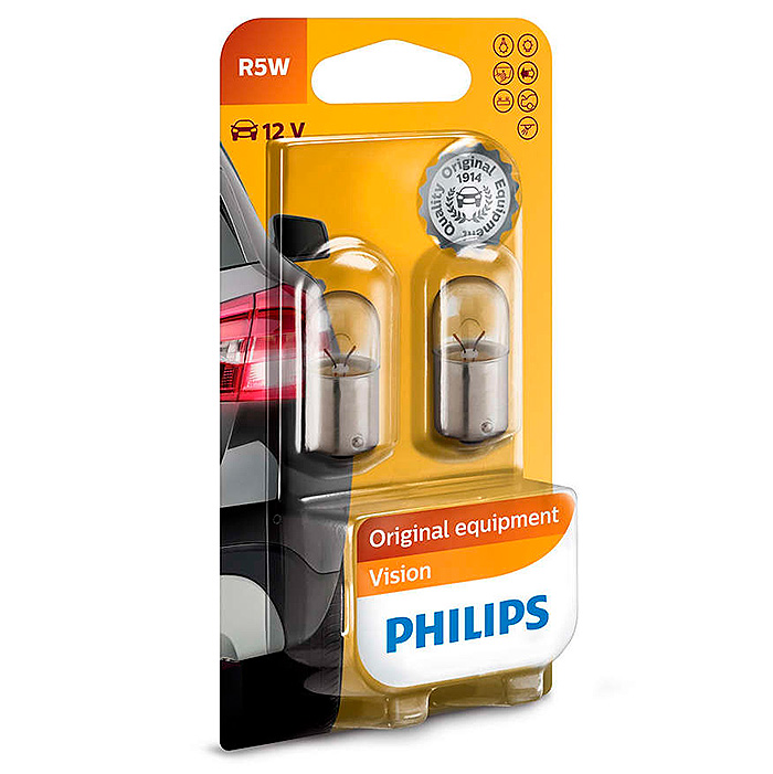 Лампы R5W 12V 5W BA15s PHILIPS блистер (2шт.)