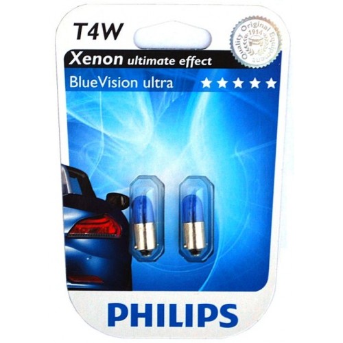 Лампы PHILIPS Blue Vision T4W 12V 4W BA9s блистер (2шт.)