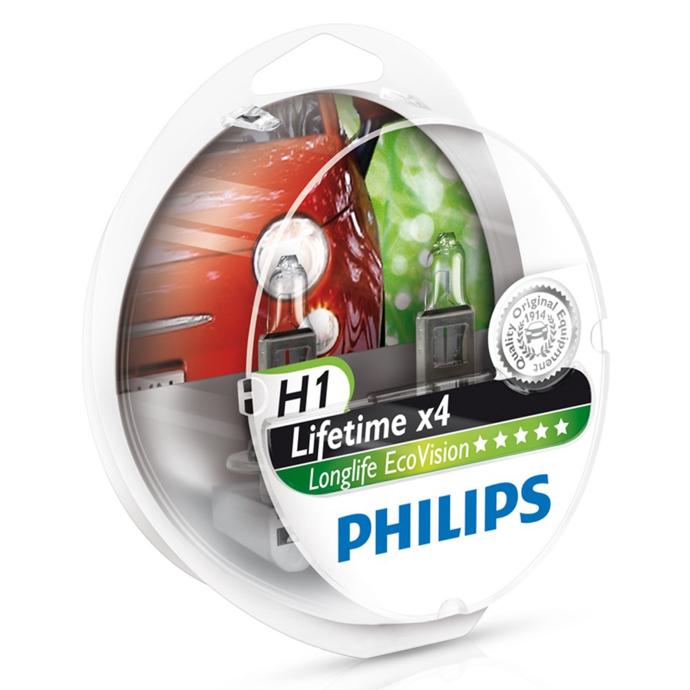 Лампы Philips LongLife EcoVision H1, 12V 55W P14,5s (Комплект - 2 шт.)