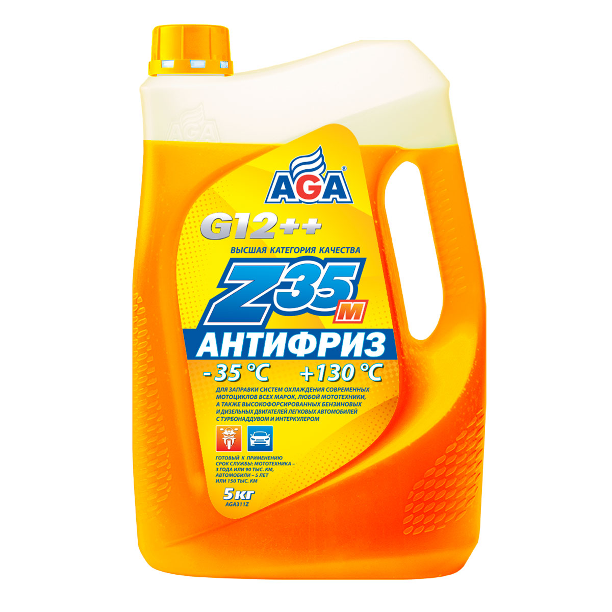 Антифриз AGA Z35м оранжевый, G12++ (5 кг.)
