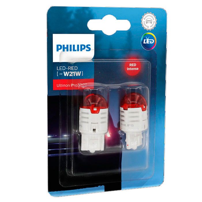 Лампы автомобильные светодиодные PHILIPS W21/5 LED red 11066 U30R B2