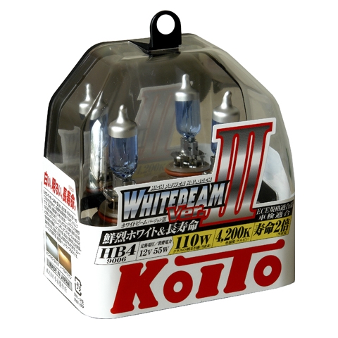 Лампы автомобильные KOITO Whitebeam 9006 (HB4) 12V 55W (110W) 4200K (комплект 2 шт.)