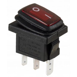 Выключатель клавишный 250V 6А (3с) ON-OFF красный с подсветкой Mini ВЛАГОЗАЩИТА REXANT цена за 1шт