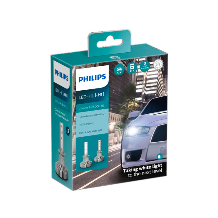 Лампы автомобильные светодиодные PHILIPS Ultinon Pro 5000 HL, H1 комплект